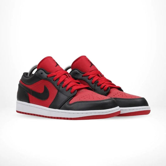 Air Jordan 1 Low Black/Gym Red Leather Sneakers